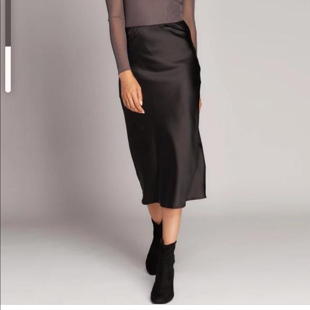 Cest Moi Satin Tan Midi Skirt